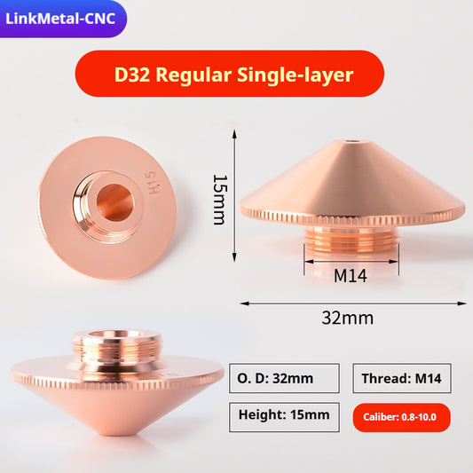Linker Metal CNC D32 Single Layer Laser Nozzle for Fiber Laser Cutting Machine