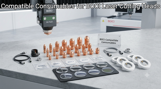 Compatible consumables for Boci fiber laser cutting heads including nozzles protective lenses and ceramic rings