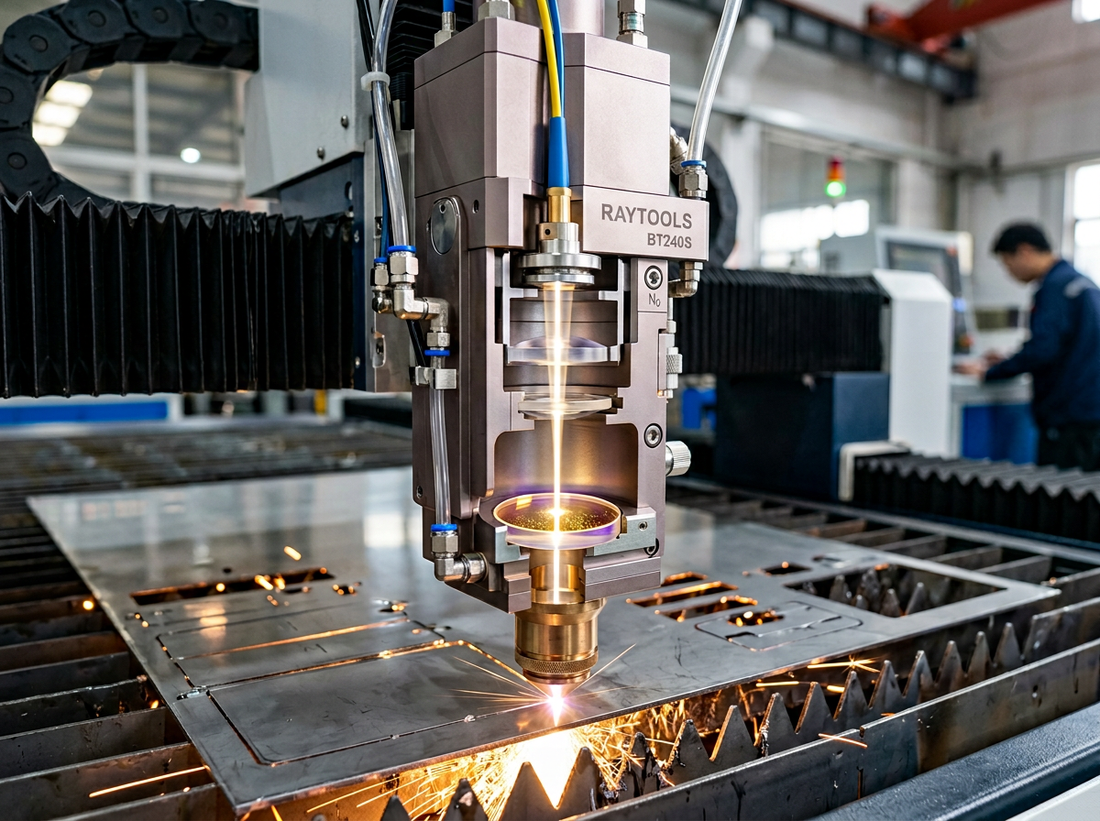 Fiber laser protective lens installed inside laser cutting head for metal processing protection