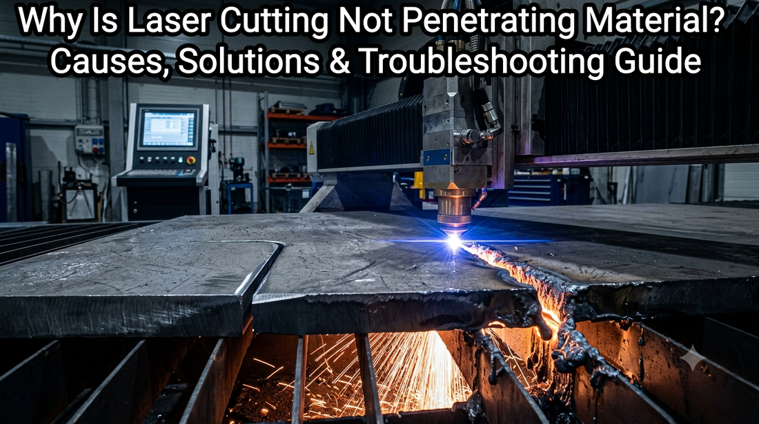 Fiber laser cutting machine failing to fully penetrate a stainless steel plate.