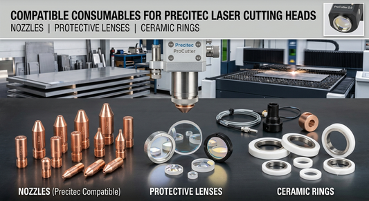 Compatible Consumables for Precitec Laser Cutting Heads | Nozzles, Protective Lenses & Ceramic Rings