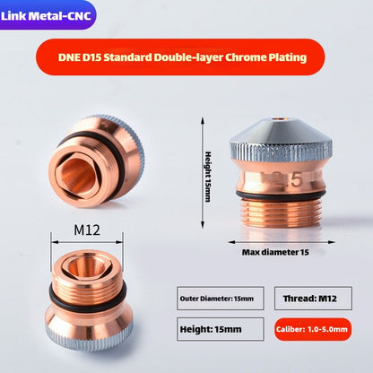 DNE D15/D17 Laser Cutting Nozzle Double Layer Chrome Plated | Link Metal CNC