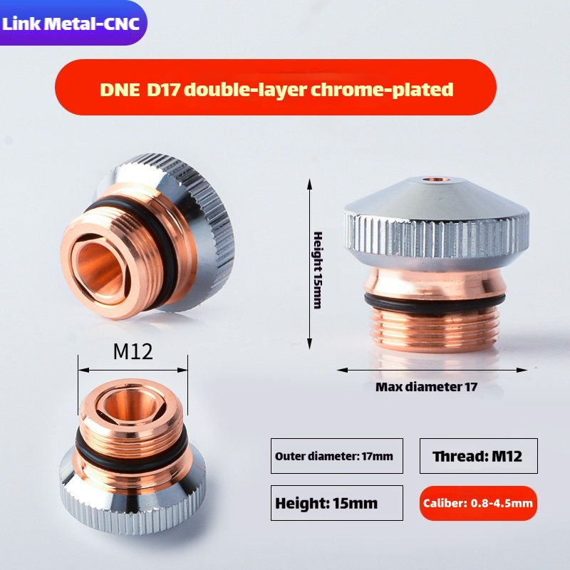 DNE D15/D17 Laser Cutting Nozzle Double Layer Chrome Plated | Link Metal CNC