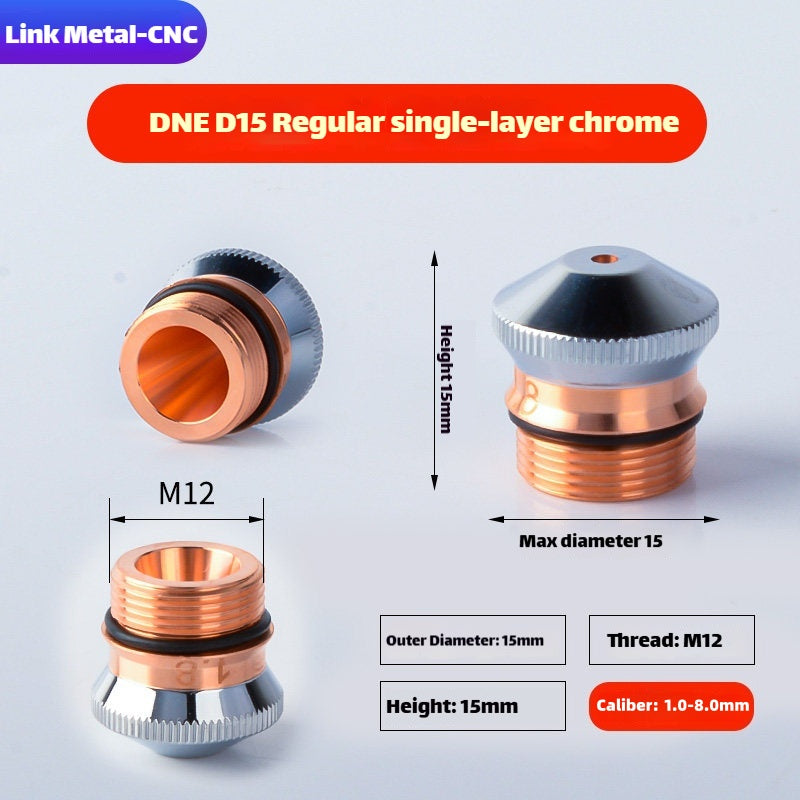 DNE D15/D17 Laser Cutting Nozzle Single Layer Chrome Plated | Link Metal CNC