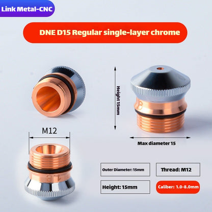 DNE D15/D17 Laser Cutting Nozzle Single Layer Chrome Plated | Link Metal CNC