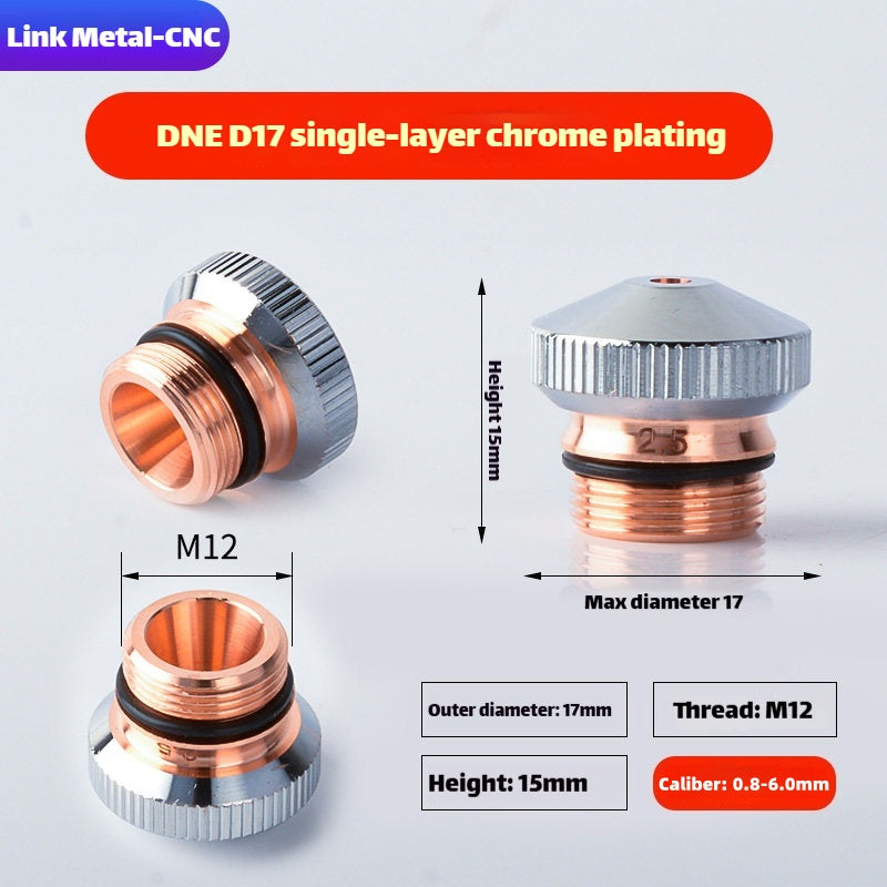 DNE D15/D17 Laser Cutting Nozzle Single Layer Chrome Plated | Link Metal CNC