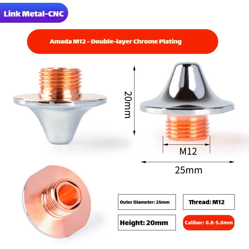 Link Metal CNC Amada-M12 Type Double Layer Chrome Laser Cutting Nozzle