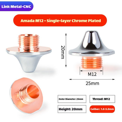 Link Metal CNC Amada-M12 Type Single Layer Chrome Laser Cutting Nozzle