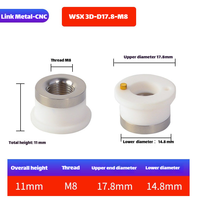 Link Metal CNC 3D-M8-17.8 Ceramic Part for WSX Laser Heads