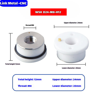 Link Metal CNC D24-M8-H12 Ceramic Spacer for WSX Laser Heads