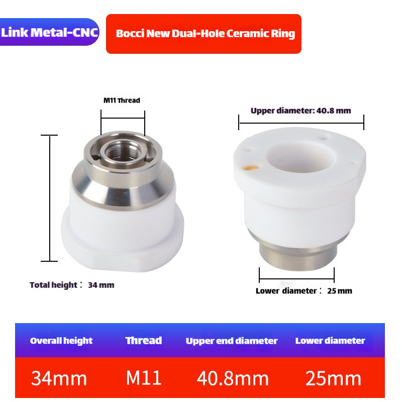 Link Metal CNC Double Hole Ceramic Ring for BOCI Laser Heads