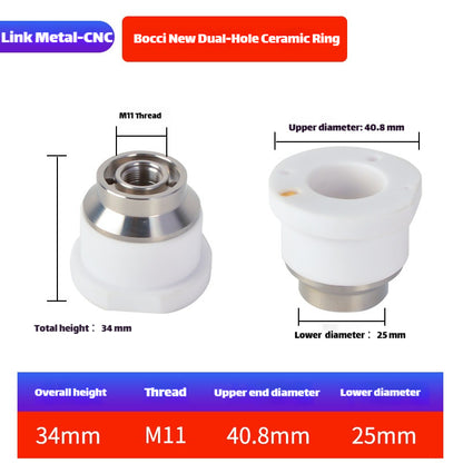 Link Metal CNC Double Hole Ceramic Ring for BOCI Laser Heads