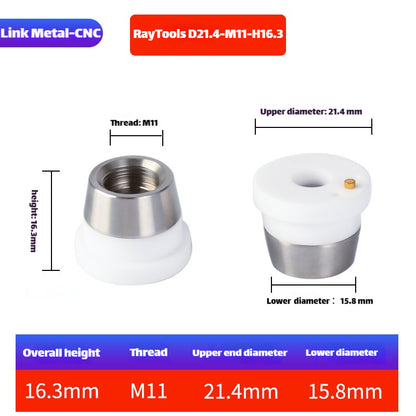 Link Metal CNC M11-D21.4-H16.3 Ceramic Ring for Raytools Laser Cutting Heads