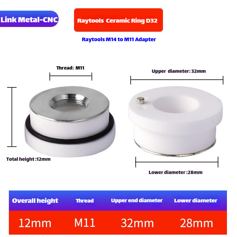 Link Metal CNC M11-D32-H12 Ceramic Ring for Raytools Fiber Laser Equipment