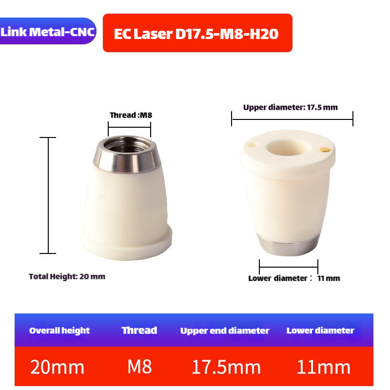 Link Metal CNC M8-D17.5-H20 Ceramic Ring for EC Laser Heads