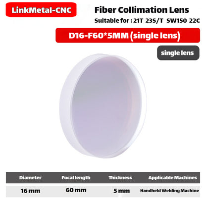 Link Metal CNC 1064nm D16 F60 CT5 Collimating Lens & Focusing Lens for Handheld Fiber Laser Welding Machine