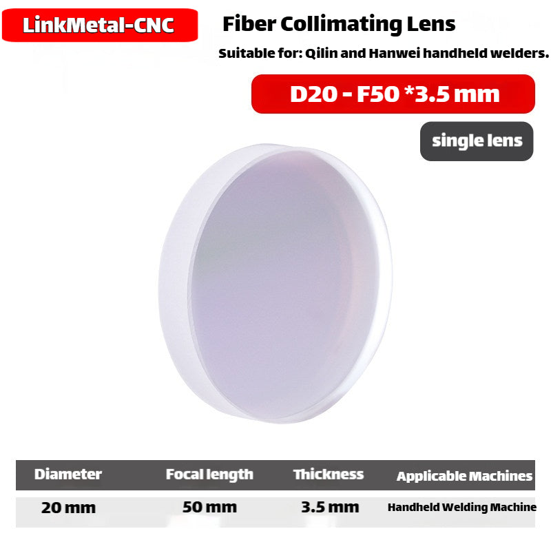 Link Metal CNC 1064nm D20 F50 CT3.5 Collimating Lens & Focusing Lens for Qilin Hanwei Laser Welding Heads