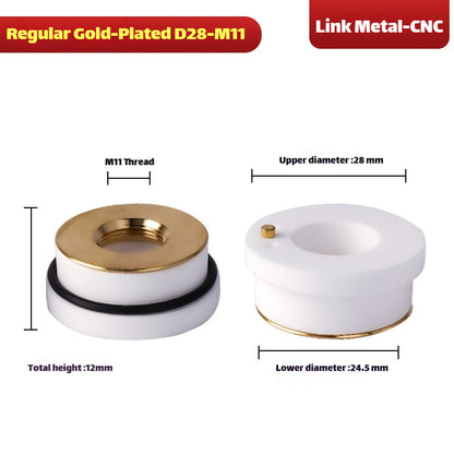 Link Metal CNC D28/D32 Gold-Plated Ceramic Ring for High Precision Fiber Laser Cutting