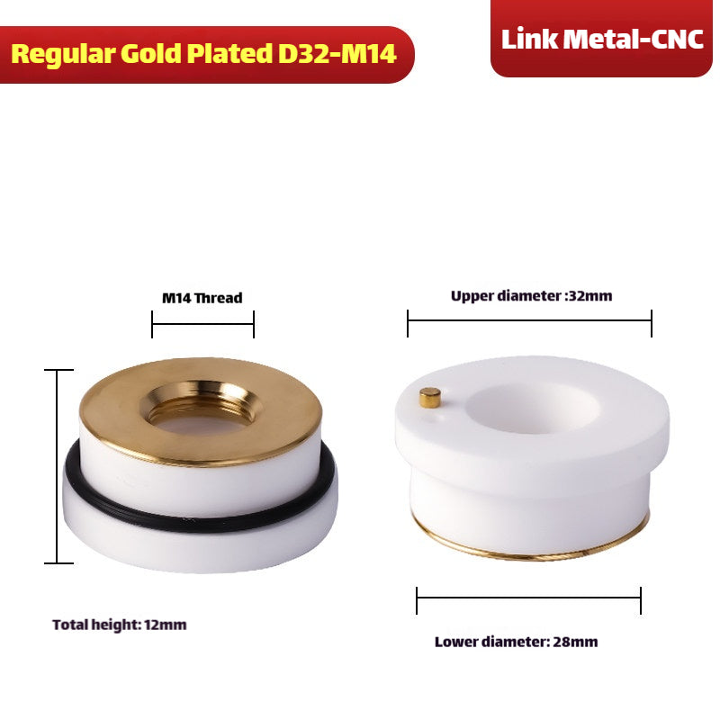 Link Metal CNC D28/D32 Gold-Plated Ceramic Ring for High Precision Fiber Laser Cutting