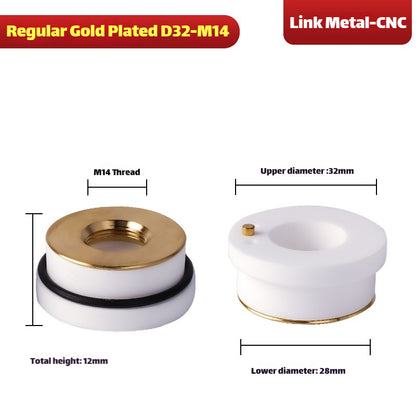 Link Metal CNC D28/D32 Gold-Plated Ceramic Ring for High Precision Fiber Laser Cutting