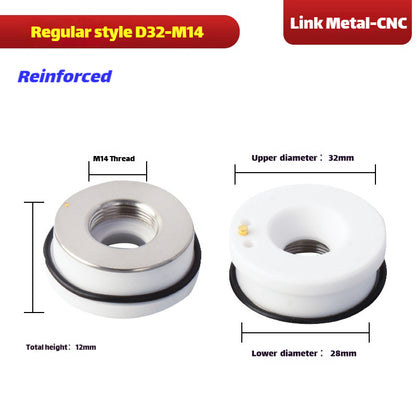 Link Metal CNC D28/D32 Reinforced Type Ceramic Ring for High Load Laser Cutting