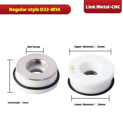 Link Metal CNC D28/D32 Reinforced Type Ceramic Ring for High Load Laser Cutting