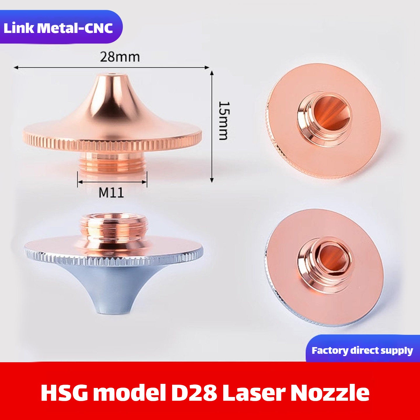 Link Metal CNC D28 HSG Anti-Collision Laser Cutting Nozzle