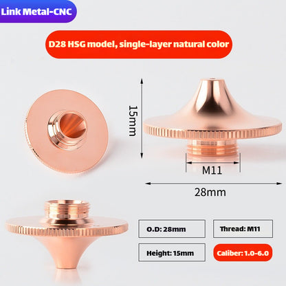 Link Metal CNC D28 HSG Anti-Collision Single Layer Laser Cutting Nozzle