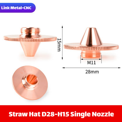 Link Metal CNC D28 Straw Hat Type Single Layer Laser Nozzle