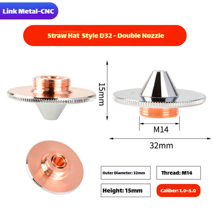 Link Metal CNC D32 Straw Hat Type Double Layer Chrome Nozzle