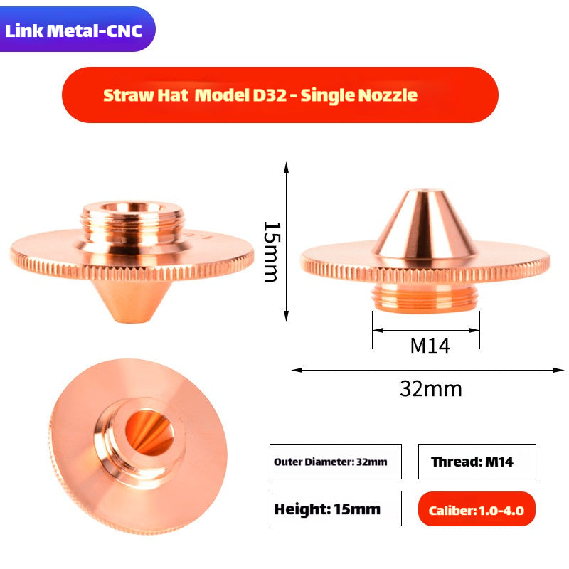 Link Metal CNC D32 Straw Hat Type Single Layer Laser Cutting Nozzle