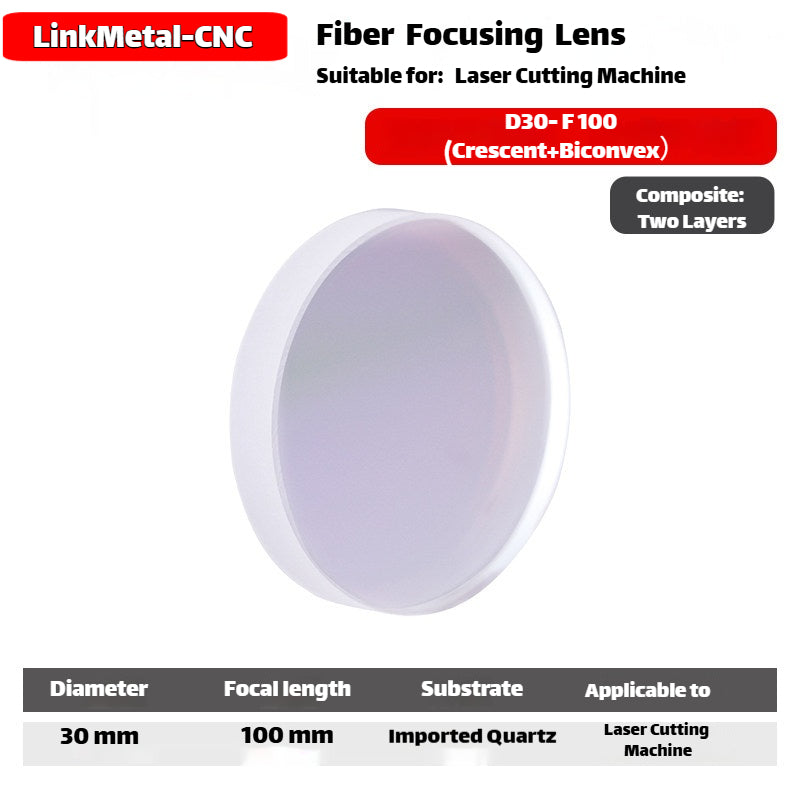 Link Metal CNC 1064nm D30 F100 Composite 2-Piece Focusing Lens for Fiber Laser Machines