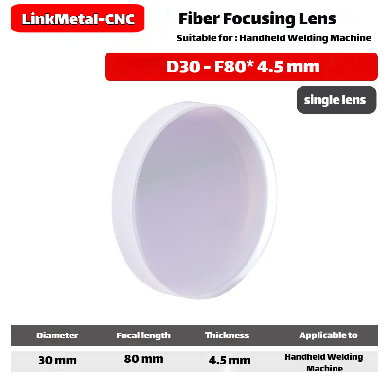 Link Metal CNC 1064nm D30 F80 T4.5 Single Piece Focusing Lens for Fiber Laser Machines