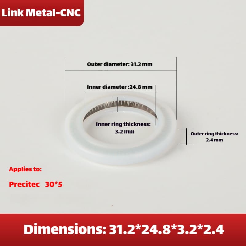 Link Metal CNC Lens Gasket 31.2×24.8×3.2×2.4mm For Precitec 30×5mm