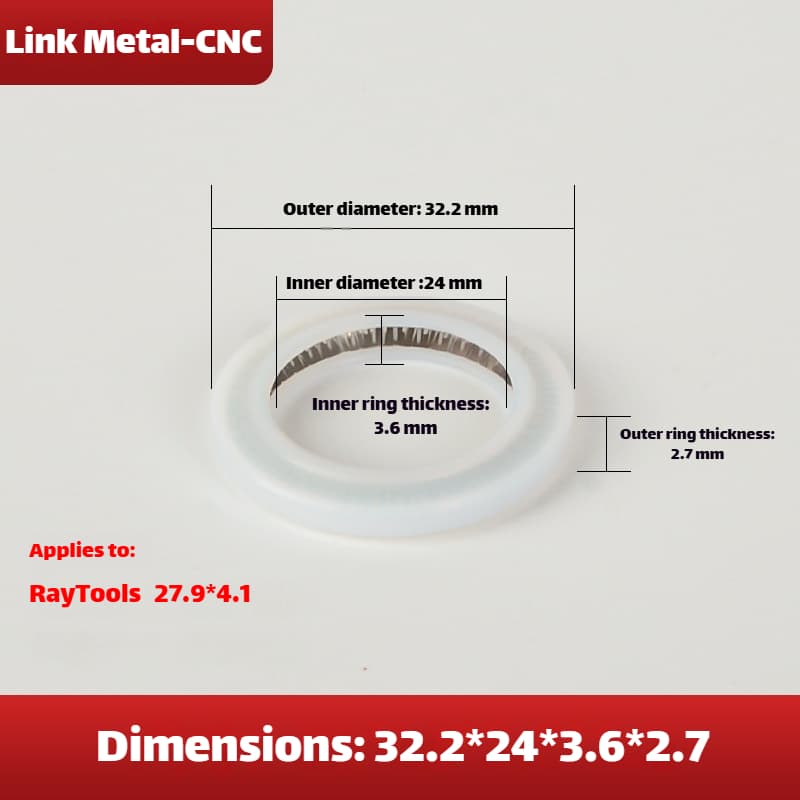 Link Metal CNC Lens Gasket 32.2×24×3.6×2.7mm For RayTools 27.9×4.1mm