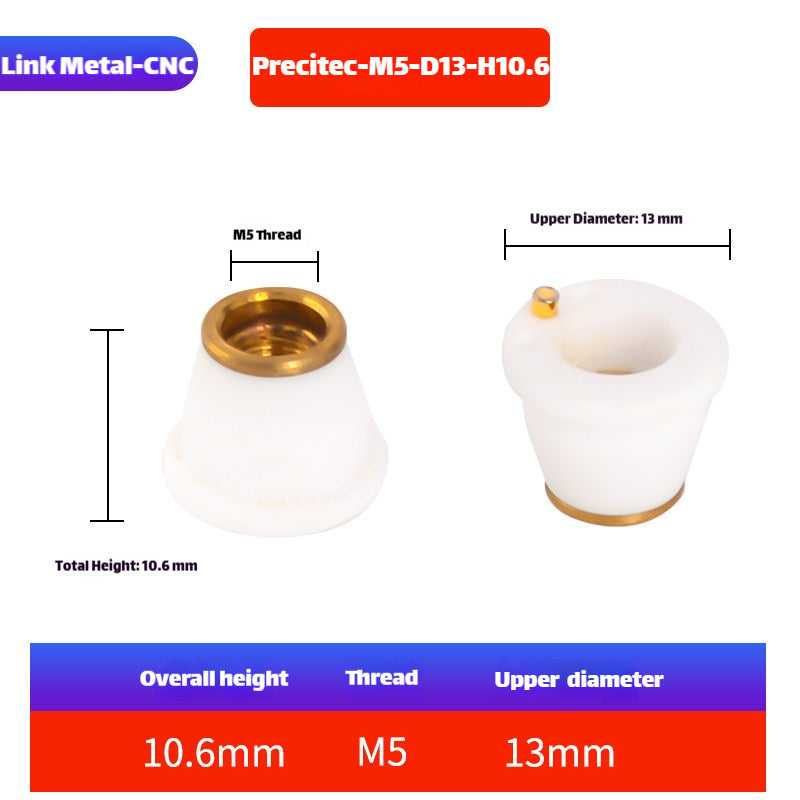 Link Metal CNC M5-D13.3-H10.6 Ceramic Ring for Precitec Cutting Heads
