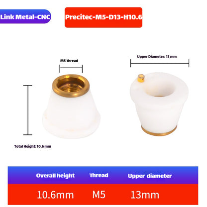 Link Metal CNC M5-D13.3-H10.6 Ceramic Ring for Precitec Cutting Heads