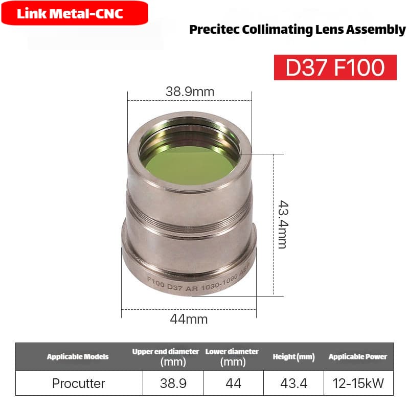 Link Metal CNC Precitec Collimating Lens Assembly for Procutter 12-15kW D37-F100 Fiber Laser Cutting Heads