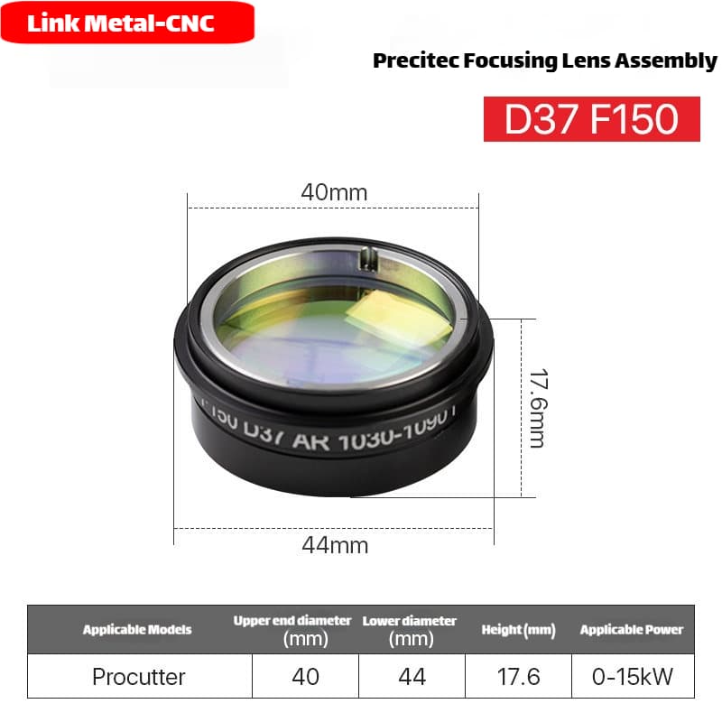 Link Metal CNC Precitec Focusing Lens Assembly for Procutter 0-15kW D37-F150 Fiber Laser Cutting Heads