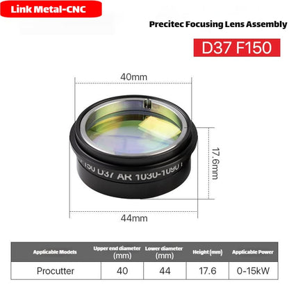 Link Metal CNC Precitec Focusing Lens Assembly for Procutter 0-15kW D37-F150 Fiber Laser Cutting Heads