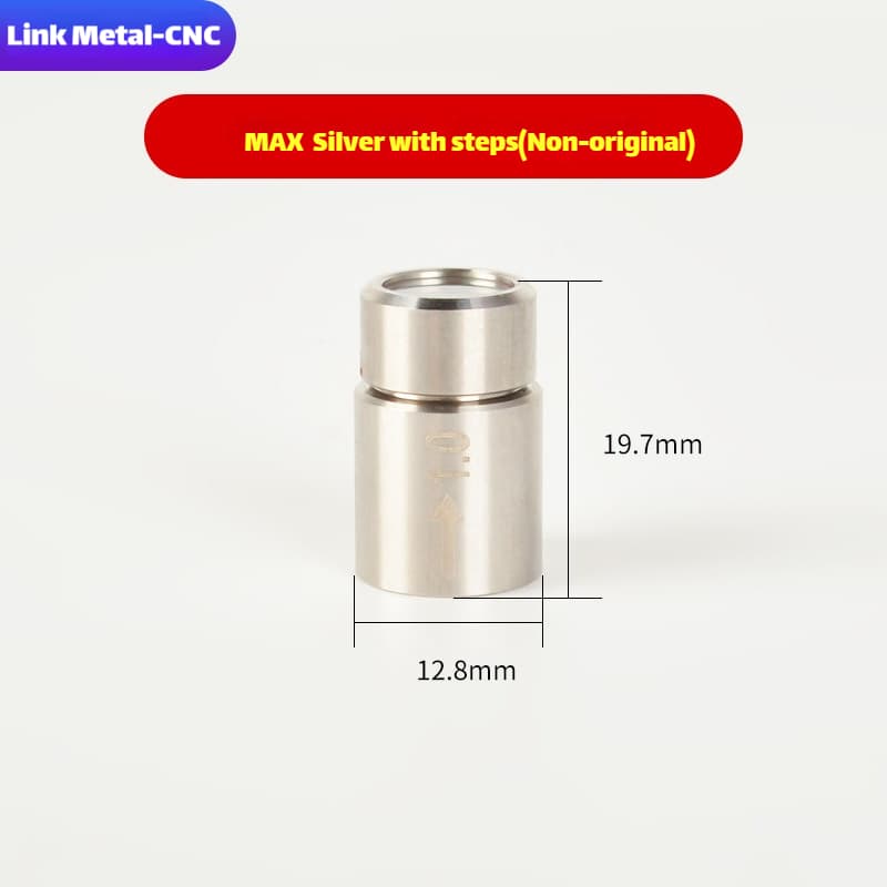 Link Metal CNC Maxphotonics QBH Protective Cap D12.8-H19.7 With Step Silver Compatible for Fiber Laser Source