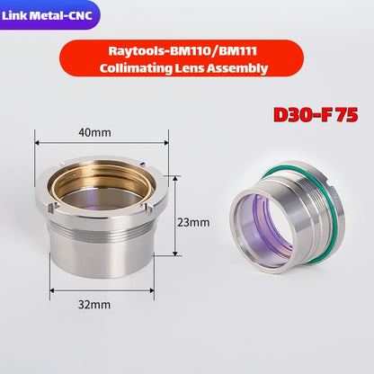 Link Metal CNC RayTools Collimating Lens Assembly for BM110/BM111 D30-F75 Fiber Laser Cutting Heads