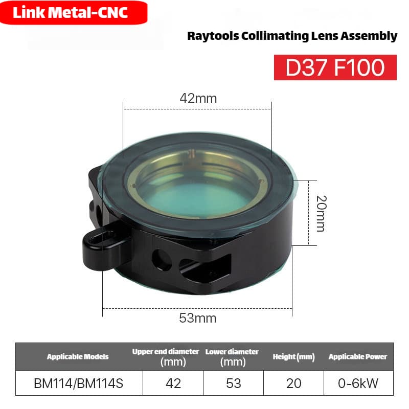 Link Metal CNC RayTools Collimating Lens Assembly for BM114/BM114S D37-F100 Fiber Laser Cutting Heads