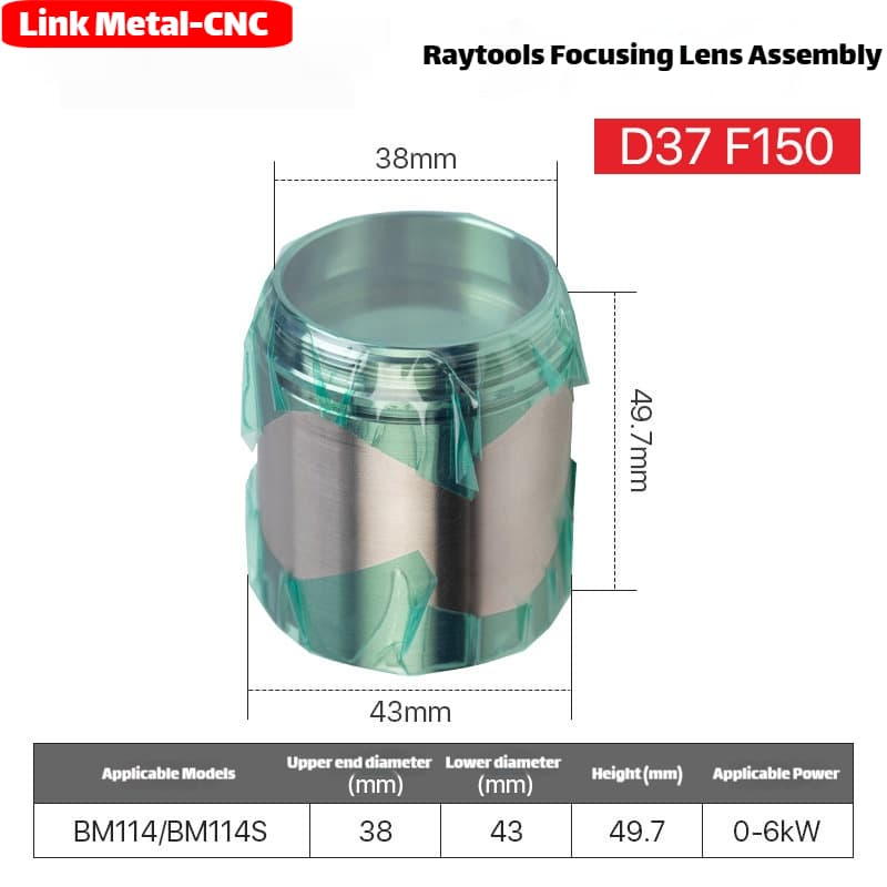 Link Metal CNC RayTools Focusing Lens Assembly for BM114/BM114S D37-F150 Fiber Laser Cutting Heads