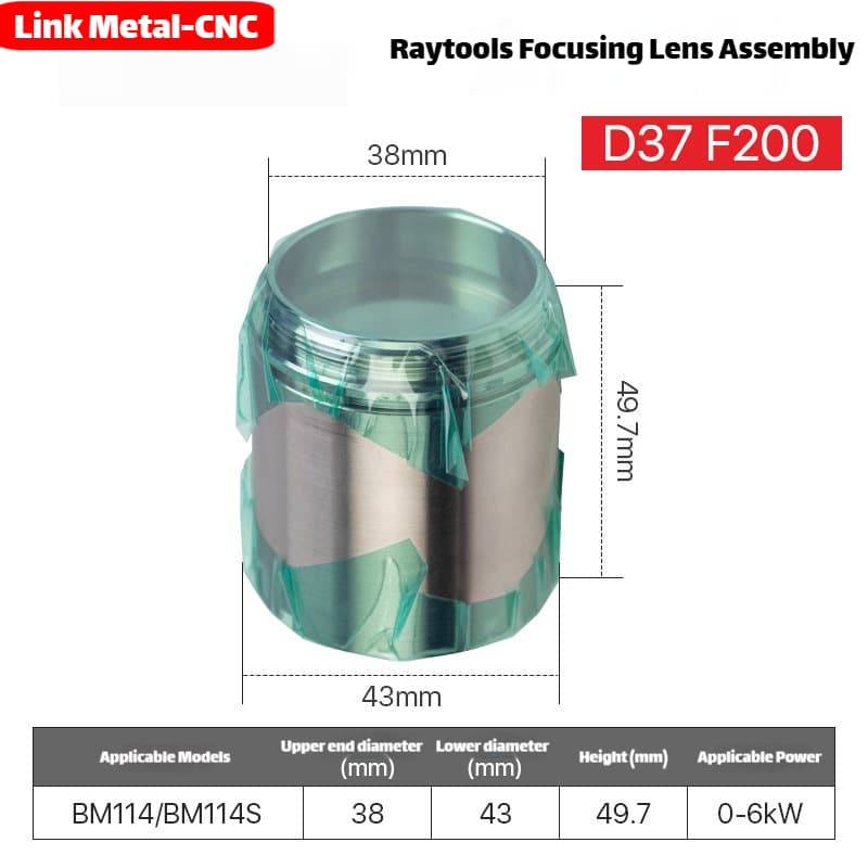Link Metal CNC RayTools Focusing Lens Assembly for BM114/BM114S D37-F200 Fiber Laser Cutting Heads