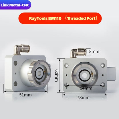 Link Metal CNC RayTools Nozzle Connector & Capacitive Height Sensor for BM110 - Threaded Fiber Laser Cutting Heads