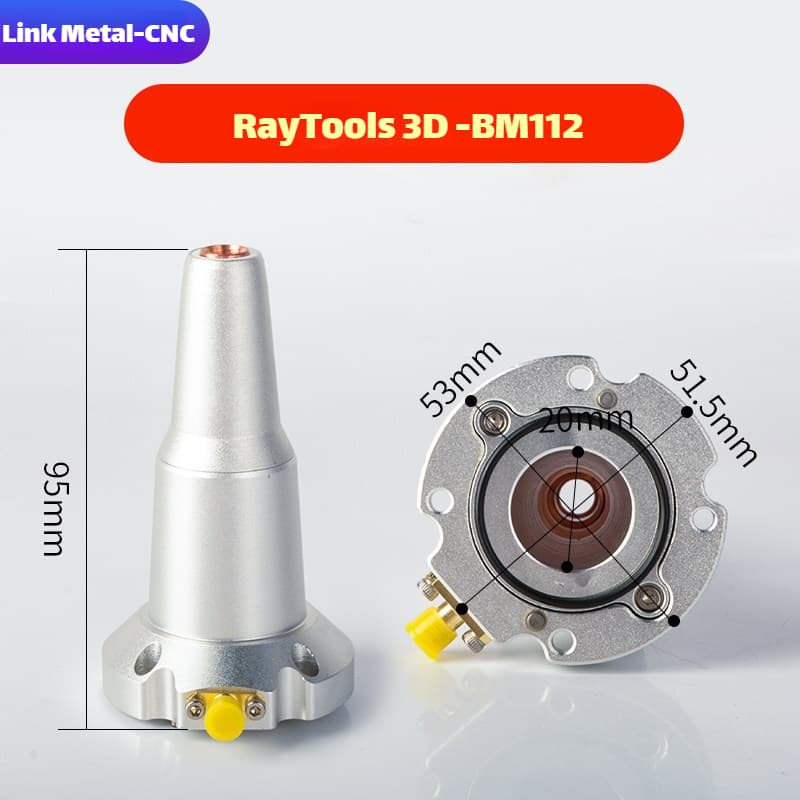 Link Metal CNC RayTools Nozzle Connector & Capacitive Height Sensor for BM112/BT220 - 3D Fiber Laser Cutting Heads