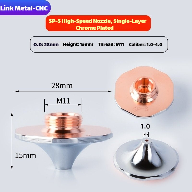 Link Metal CNC SP‑S Single Layer Chrome Plated High Speed Laser Cutting Nozzle
