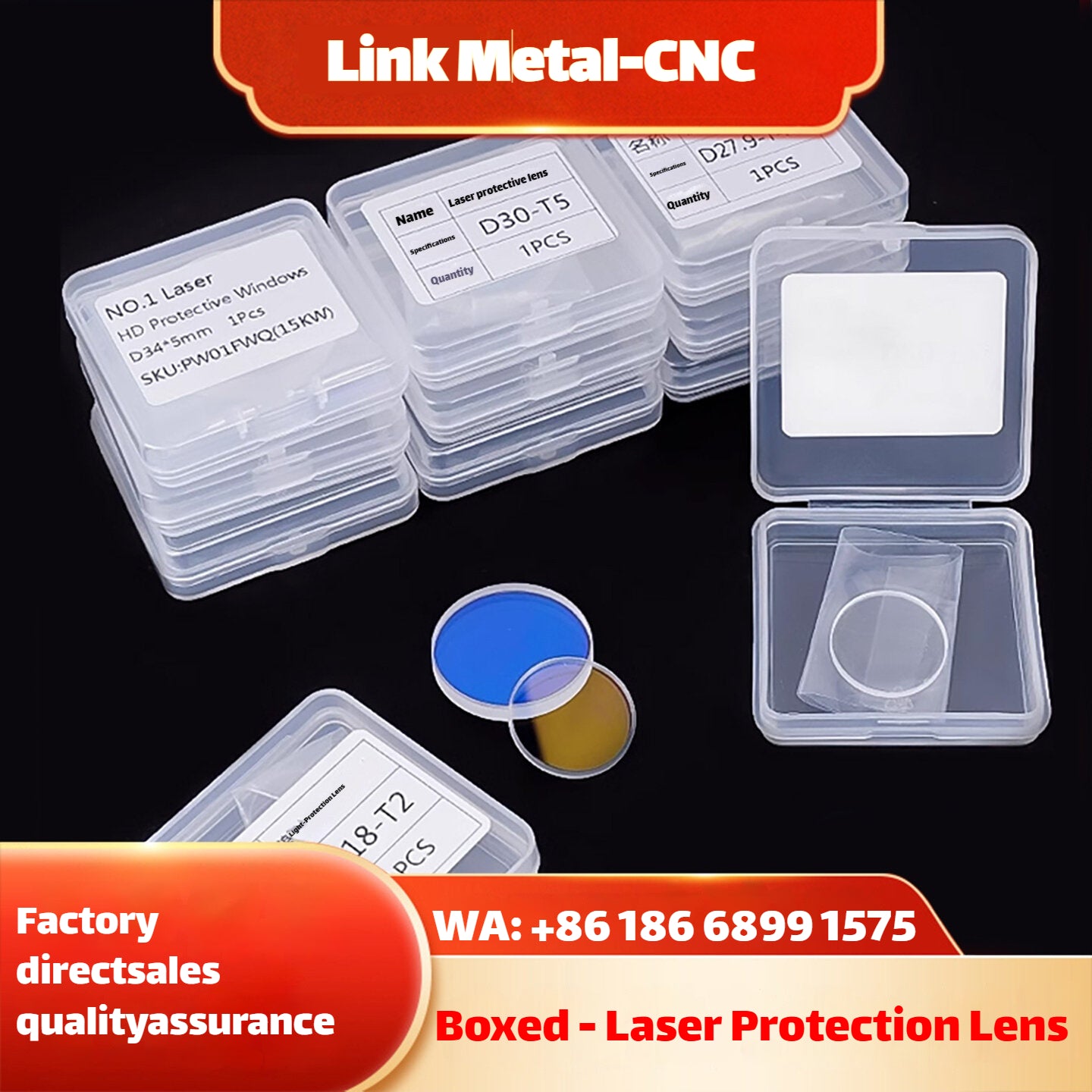 Link Metal CNC Upgraded Boxed Laser Protective Lens for Fiber Laser Welding & Cutting Machines