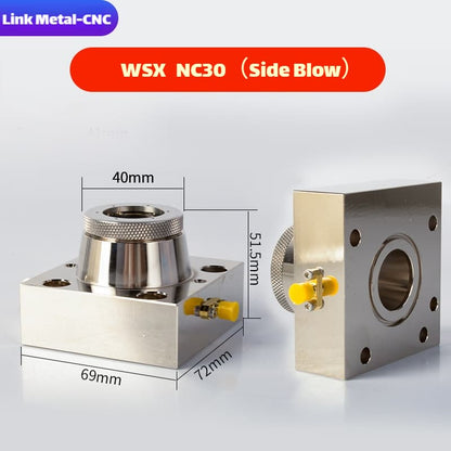 Link Metal CNC WSX Nozzle Connector & Capacitive Height Sensor for NC30 - With Side Blow Fiber Laser Cutting Heads